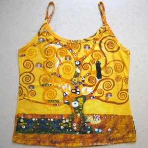 TREE of LIFE Gustav Klimt Hand Print Art Shirt Singlet TANK TOP Misses L Large