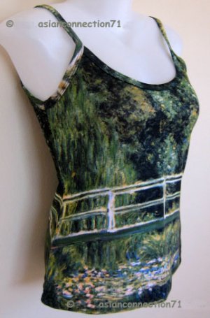 Monet WATER LILY POND New Hand Printed Art Tank Top M