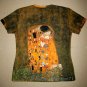 THE KISS Gustav Klimt Cap Sleeve Fine Art Print T Shirt Misses XL Extra Large