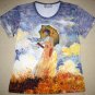 Monet WOMAN with PARASOL Art Print Cap Sleeve T-shirt Misses M Medium