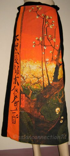 PLUM TREES IN BLOOM Vincent Van Gogh Freesize Cotton Long Wrap Fine Art Print Skirt S-XL