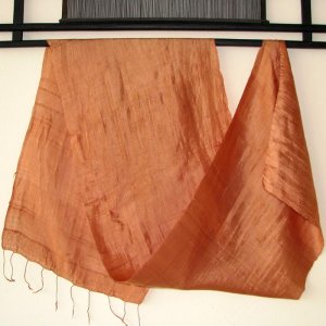 Thai Pure Silk Fabric Scarf Cafe Au Lait Light Brown