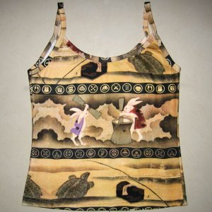 USAGI FOLKLORE Japanese UKIYOE Art Print Shirt Singlet TANK TOP Misses S Small