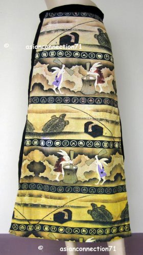 USAGI FOLKLORE Japan Ukiyoe Art Print Cotton Wrap Skirt Freesize S-XL