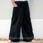 Thai XXXL Plus Size Fisherman Pants Yoga Beach Dance Trousers Solid BLACK Cotton