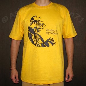 DALAI LAMA Kindness is my Religion New T Shirt M Yellow