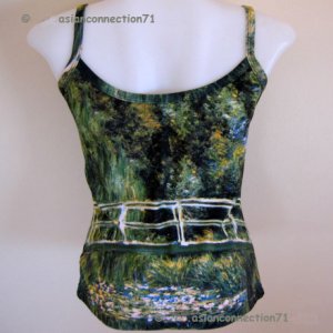 WATER LILY POND Monet Art Print Shirt Singlet TANK TOP Misses S Small
