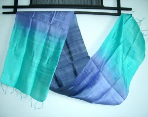 Thai PURPLES and BLUES Pure Raw Silk Fabric Textile Scarf Direct from Thailand 10-31