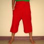 Thai Cotton Fisherman Capri SHORTS Yoga Pants FREESIZE Red