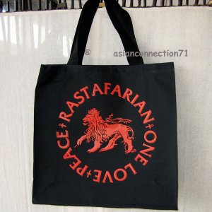 RASTAFARIAN PEACE ONE LOVE Large REGGAE Canvas TOTE BAG L