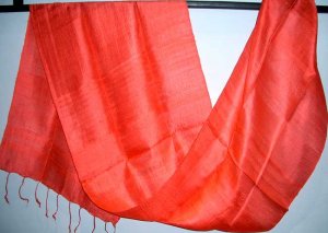 Thai Handcrafted BRIGHT RICH RED 100% Silk Fabric Scarf