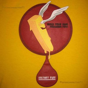 FREEDOM FRY Disco Party Rave CISSE T-Shirt Slim Fit Asian XL Yellow