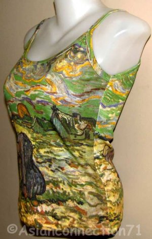 VAN GOGH Art Print Shirt Singlet TANK TOP Misses S Small PEASANT WOMEN DIGGING IN FIELD WITH SNOW