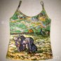 VAN GOGH Long Sleeve TWO PEASANT WOMEN IN FIELD WITH SNOW Art Print T Shirt Misses Size S Small