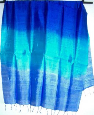 Thai Hand Craft Silk Fabric Scarf BLUES TURQUOISE 6-13