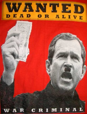 ANTI WAR Bush Dead or Alive WAR CRIMINAL T-shirt M Red