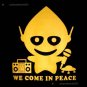 WE COME IN PEACE New Alien DJ CISSE Disco Party T-Shirt Slim Fit Asian L Large Purple BNWT