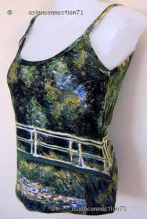 Monet WATER LILY POND New Hand Printed Art Tank Top XL