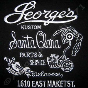 GEORGES New KUSTOM Embroider Biker Hot Rod T-Shirt XXL