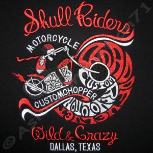 SKULL RIDERS Embroidered Motorcycle Biker T-Shirt XL
