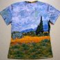 Van Gogh WHEAT FIELD with CYPRESSES Fine Art Print T Shirt Misses S