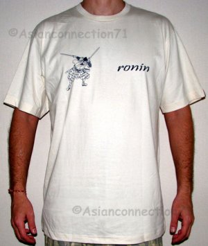 JODO Martial Arts Fighter RONIN Japan T-Shirt S Cream