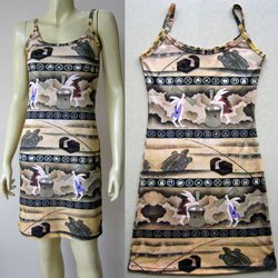 USAGI FOLKLORE Japanese UKIYOE Art Print Dress Misses XL 16-18