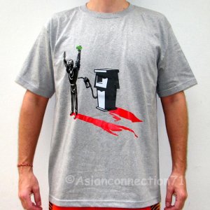 GASOLINE Oil Robbery STICK UP REGGAE T-shirt Gray M Medium