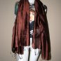 Thai Silk Fabric Scarf Shawl Hand Craft Large Dark Brown Thailand Siam Textile