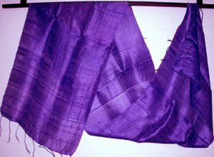 Thai Pure Silk Fabric Scarf New Hand Craft DEEP PURPLE