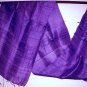 Thai Pure Silk Fabric Scarf New Hand Craft DEEP PURPLE