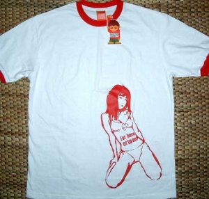 FOR HERE OR TO GO Sexy Scooter Monkey Japan Hentai Girl T-Shirt Mens L Large Red White