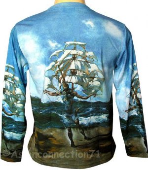 THE SHIP Salvador DALI Long Sleeve Art Print T Shirt Men's Size M Medium