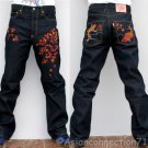 Japan AUTUMN LEAVES Embroidered Selvedge Jeans 30 x 32