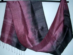 Thai PURPLE BURGUNDY and INDIGO BLACK Silk Fabric Scarf