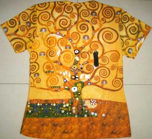 TREE of LIFE Gustav Klimt Cap Sleeve Art Print T Shirt Misses XL Extra Large