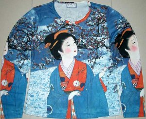 WINTER GEISHA New LONG SLEEVE Japan Art Print T Shirt Misses M