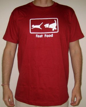 FAST FOOD Glow In The Dark New Dog and Cat T-Shirt L Red