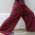 PLUS SIZE Thai XXXL Cotton Drill Fisherman Pants Toga Trousers BURGUNDY Red Stripe 3XL