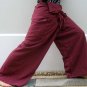 PLUS SIZE Thai XXXL Cotton Drill Fisherman Pants Toga Trousers BURGUNDY Red Stripe 3XL