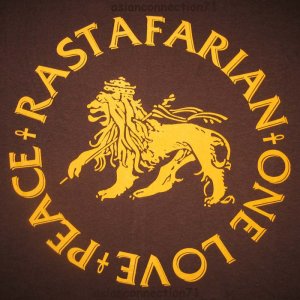 RASTAFARIAN Peace One Love New Roots REGGAE Dub Irie T-shirt XL Brown