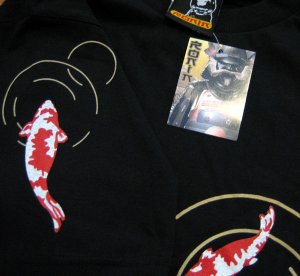 Japanese KOI Lucky Fish RONIN Japan Tokyo Yakuza T-Shirt XL Extra Large Black BNWT