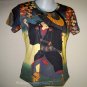 KABUKI Japanese Ukiyoe PN Art Print Cap Sleeve T Shirt Misses Size L