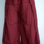 Thai FREESIZE Silky Rayon Wrap Yoga Pants BURGUNDY RED Casual Asian Dance Trousers