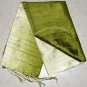 Thai Silk Fabric Scarf Hand Crafted OLIVE and CREAM