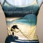FISHERMAN Ukiyoe Japan Art Print TANK TOP Shirt Misses M Medium