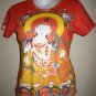 GUANIM Buddhist Goddess of Mercy Cap Sleeve Hindu Art Print T Shirt Misses L Large