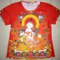 GUANIM Buddhist Goddess of Mercy Cap Sleeve Hindu Art Print T Shirt Misses M Medium