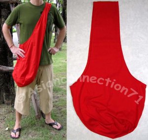 Thai Hippy Trippy Cotton BUDDHA BAG Sling Purse Messenger Tote RED