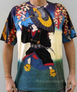 KABUKI Japanese Ukiyoe Art Print Short Sleeve PN T Shirt Men's L